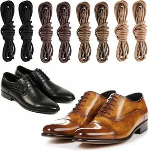 8 Pairs Dress Shoe Laces 3/32 Inch Thin Premium Round Waxed Shoelaces... - Picture 1 of 7