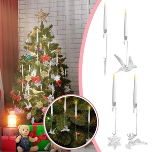 6PCS Candele LED Albero di Natale con Gancio Sfera di Cristallo Trasparente Decorazione Festa dfhg - Foto 1 di 21