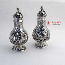 Large Ornate Salt and Pepper Shakers 800 Silver 1890