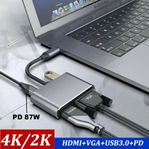 4-in-1 Type C to HDMI & VGA & USB C Adapter - Dual Monitor Mini Converter Cable - Picture 1 of 12