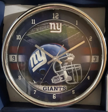 New York Giants 12 Inch CHROME Clock by Wincraft - Perfect for Man Cave,Office Cover