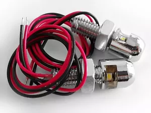 Universal Motorcycle or Car White 12V LED License Plate Light Bolt - Chrome - Bild 1 von 2