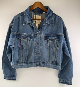 Levi's Premium Women Shrunken '90s Relaxed Fit Trucker Jeans Jacket  Blue XL NWT - Picture 1 of 15