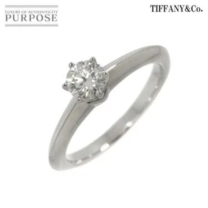 Tiffany & Co. Solitaire Diamond PT950 US Size No. 5 Ladies Ring Pre Owned B0503 - Picture 1 of 10
