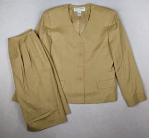 RENA ROWAN FOR SAVILLE - WOMEN'S BEIGE/GOLD SKIRT SUIT - SIZE 12 - Picture 1 of 17