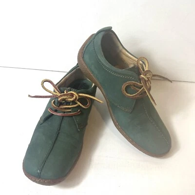 Born Handcrafted Verde Nubuck Con Cordones Oxford Cómodo Informal Zapato Plano Para Mujer 6M Foto 1 de 4