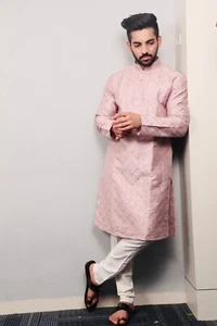 Men Indian Kurta Set Pakistani Kurta Pyjama Suits Sherwani Wedding Party Groom L - Imagen 1 de 12