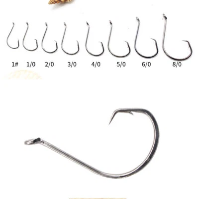 100pcs High Carbon Steel Offset Sport Circle Fishing Hooks Octopus Fish Hooks - Image 1 of 4