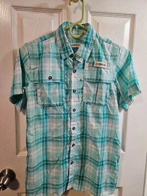 Magellan Boys Checkered Green/White Short Sleeve Polyester Ny Vented Shirt Large - Image 1 of 2