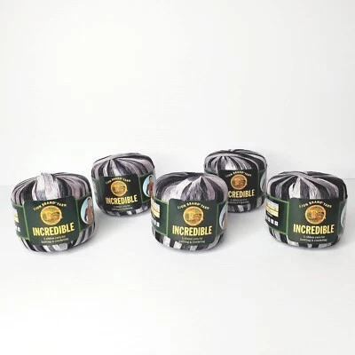 Lot Of 5 Lion Brand Incredible Ribbon Yarn Accent on Black Color 204 - Image 1 of 4