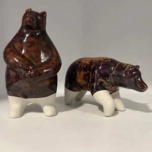 Ceramic Bears woth brown Black Glazing over them. I - Picture 1 of 4