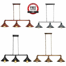 Vintage Suspended Ceiling Light Industrial Metal 3 Way Over Table Hanging Lights