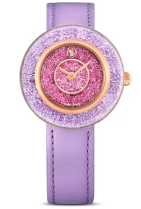 Swarovski 5656896 Orologio Crystalline Lustre Cinturino in pelle Viola Oro Rosa - Foto 1 di 2
