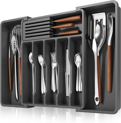 Extendable Cutlery Tray Drawer Organiser Insert For Kitchen Utensils Storage - Image 1 of 4