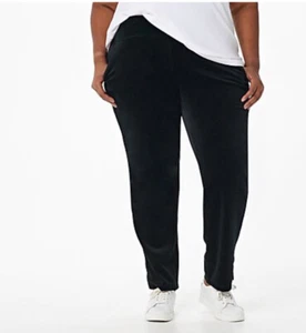 Quacker Factory Smoothing Velour Pants Black Small A385996 - Picture 1 of 3