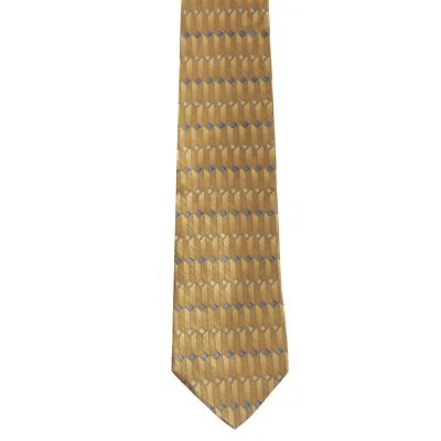 Claiborne Men's 100% Silk Diamonds Neck Tie Gold Blue Classic 3 7/8" x 57" - Image 1 of 2