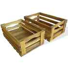 Solid Acacia Wood 2 Piece Apple Crate Set Fruit Garden Storage Box vidaXL