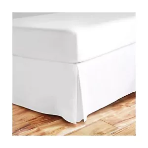 Split Corner Bed Skirt 18 Inch Drop Queen Size 100% Natural Cotton Wrinkle an... - Picture 1 of 5