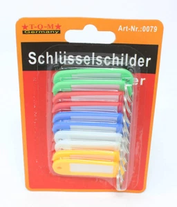10 Schlüsselschilder Schlüsselanhänger zum Beschriften 5 Farben Bunt  - Bild 1 von 1