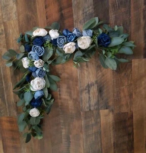 Marine Staubig Blau Weiß Bogen Dekor Sola Holz Blumengesteck Hochzeit Laube - Bild 1 von 1