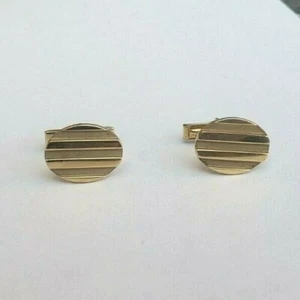 Tiffany & Co. 18k 750 Grooved Gold Cuff Links c. 1995 - Picture 1 of 7
