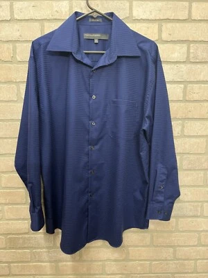 Perry Ellis Dress Shirt Mens Size Large Blue Button Up Long Sleeve Wrinkle Free - Image 1 of 4