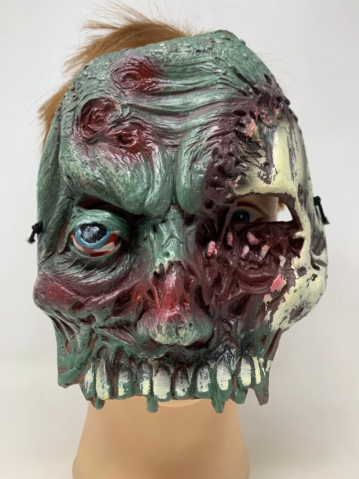 Disguise Co 2012 Green Zombie Walking Dead Vinyl 3/4 Mask Halloween Costume-RARE - Image 1 of 4