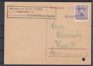SELTEN  NOTSTEMPEL Gloggnitz 10.10.1945 mit privatem Ankunftstempel  - Picture 1 of 3