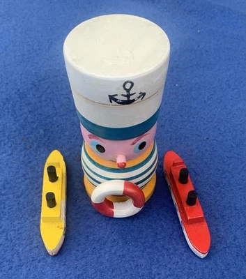 Винтажная деревянная кукла Shackman Ships and Sailor Nesting Type - Изображение 1 из 4