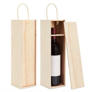 2 Pack Wooden Wine Box with Handle for Storage Gifting Craft Birthday, 14x4 in - Picture 1 of 11