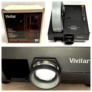 WORKS! Vivitar 2000AF 35mm Slide Projector w/Box Tray Remote - Picture 1 of 14