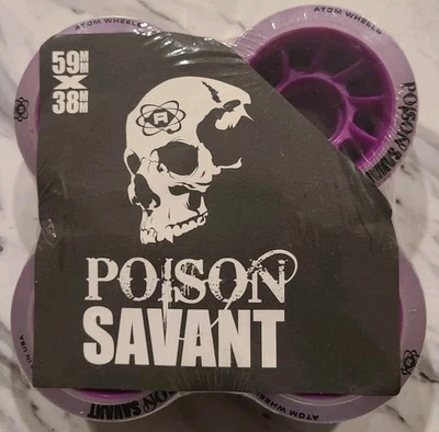 Atom Skates - Purple Poison Savant Wheel 4Pk 59 mm X 38 mm - New - Image 1 of 3