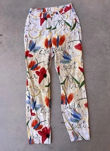 Vintage Escada Sport Pants Size Women EU 36 USA 4 AOP Butterfly Flowers 80s 90s - Picture 1 of 14