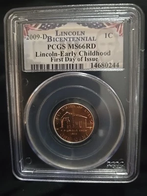 2009-D Lincoln Bicentennial Presidency PCGS MS66 RD First Day Of Issue Childhood - Image 1 of 4