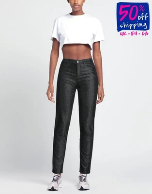 Pantalones de mezclilla Emporio Armani W25 negros elásticos ajustados teñidos para prendas PVP €365 Foto 1 de 4