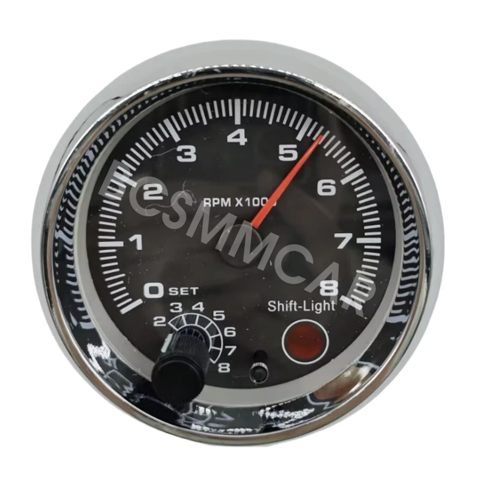 Medidor de tacómetro de coche Chorme 3,75 pulgadas retroiluminación LED 0-8000 RPM 12 V DC Foto 1 de 4