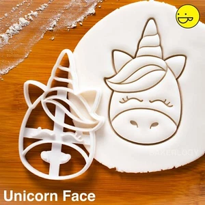 Cute Unicorn Face cookie cutter | freedom rainbow baby shower party kawaii horn - Picture 1 of 7