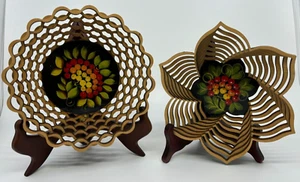 Cesto porta caramelle in legno dipinto a mano fatto a mano 7,5 pollici taglio laser base 4 pollici russo - Foto 1 di 13
