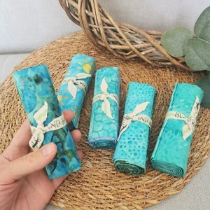 Island Batik cotton fabric bundles for patchwork, Turquoise and blue jelly roll - Picture 1 of 12