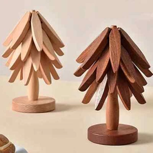 Tree Design Stand Anti Scald Heat Resistant Table Mat Coaster Wooden Decorative - Picture 1 of 25