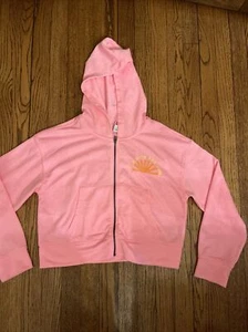 Old Navy Girls XL (14-16)Hoodie Full Zipper Pink Lightweight Cropped Hoodie - Picture 1 of 11