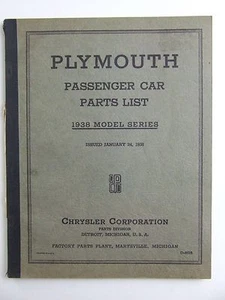 1938 Plymouth Passenger Car Parts List Original Catalog Manual Book D4626 P5 P6 - Picture 1 of 3