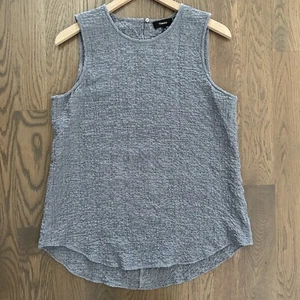 Theory Bringam Seersucker Houndstooth Sleeveless Top in Blue Size Medium - Picture 1 of 6
