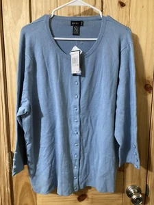 Evie Woman Size 3X Button-up Lightweight Knit Cardigan Sweater - Picture 1 of 7