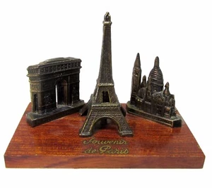 SOUVENIR de PARÍS Edificios de Metal Torre Eiffel, Arco del Triunfo y Sacre Coeur - Imagen 1 de 7