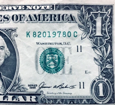 Aug 2 1978 or 8 Feb 1978: Birthday Note One Dollar Bill  K 8-2-0-1978-0 C - Image 1 of 3