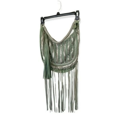 Bolso de hombro River Island Hobo de cuero tejido con flecos con cremallera  Foto 1 de 4