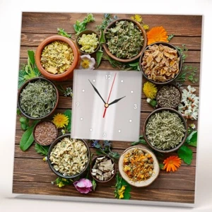 Spices Herbs Flowers Clock Kitchen Food Art Cafe Home Decor Gift for Cook Fan - Picture 1 of 5