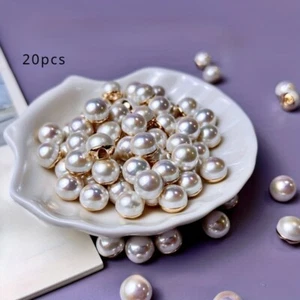 20x Round White Faux Pearl Buttons for DIY Cloth Craft Sew Accessory Top Quality - Picture 1 of 12