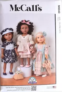 MCCALLS PATTERN 8543 COSTUMES DRESSES HAT ROBE 18" DOLL CLOTHES UNCUT - Picture 1 of 2